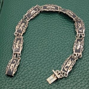 ✨ Vintage Mid-Century Siam Sterling Silver Niello Bracelet ✨